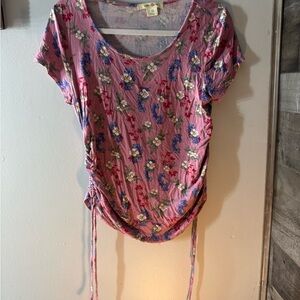 Pink Floral Short Sleeve Top